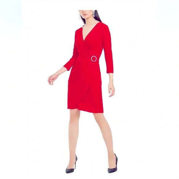 INC Red party dress with sparkle detail. M but fits 12. Very Flattering! - Picture 1 of 8